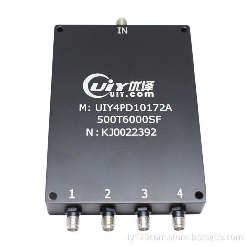 Singal Transmitter 500 to 6000MHz RF 4 Way Power Divider Splitter High Isolation 18dB